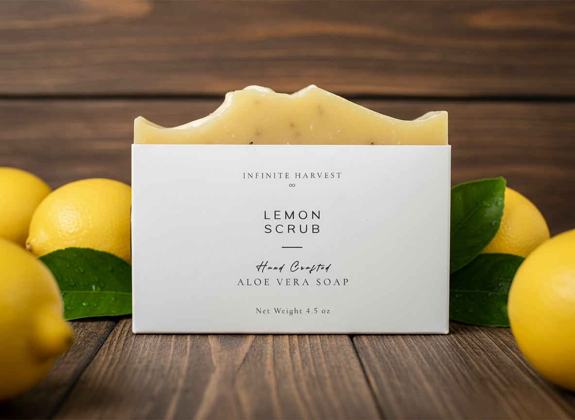 Bar of Aloe Vera Soap called Lemon Scrub