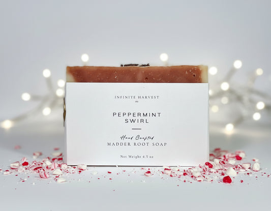 bar of Madder Root Soap called Peppermint Swirl