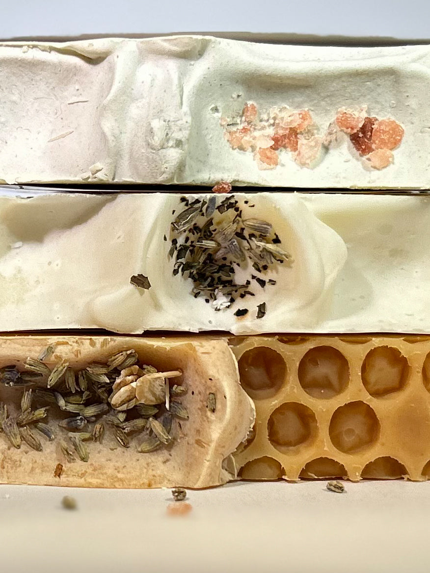 Top down picture view of 3 bars of soap