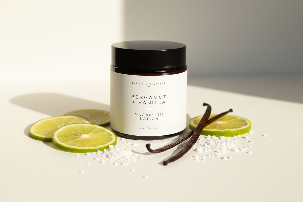 4 ounce Magnesium lotion called Bergamot + vanilla
