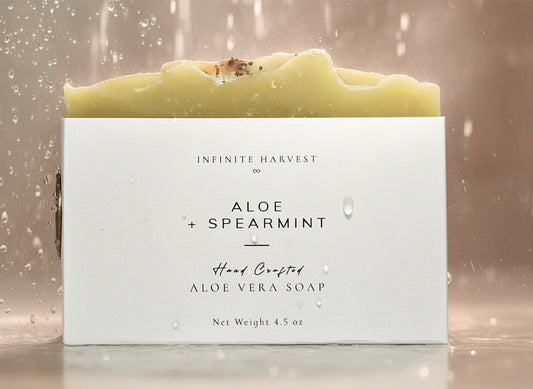 Bar of Aloe Vera Soap called Aloe + Spearmint