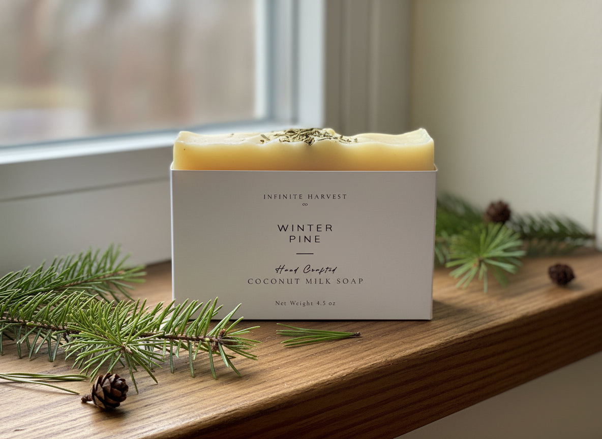 A Bar of Coconut Milk Soap called Winter Pine