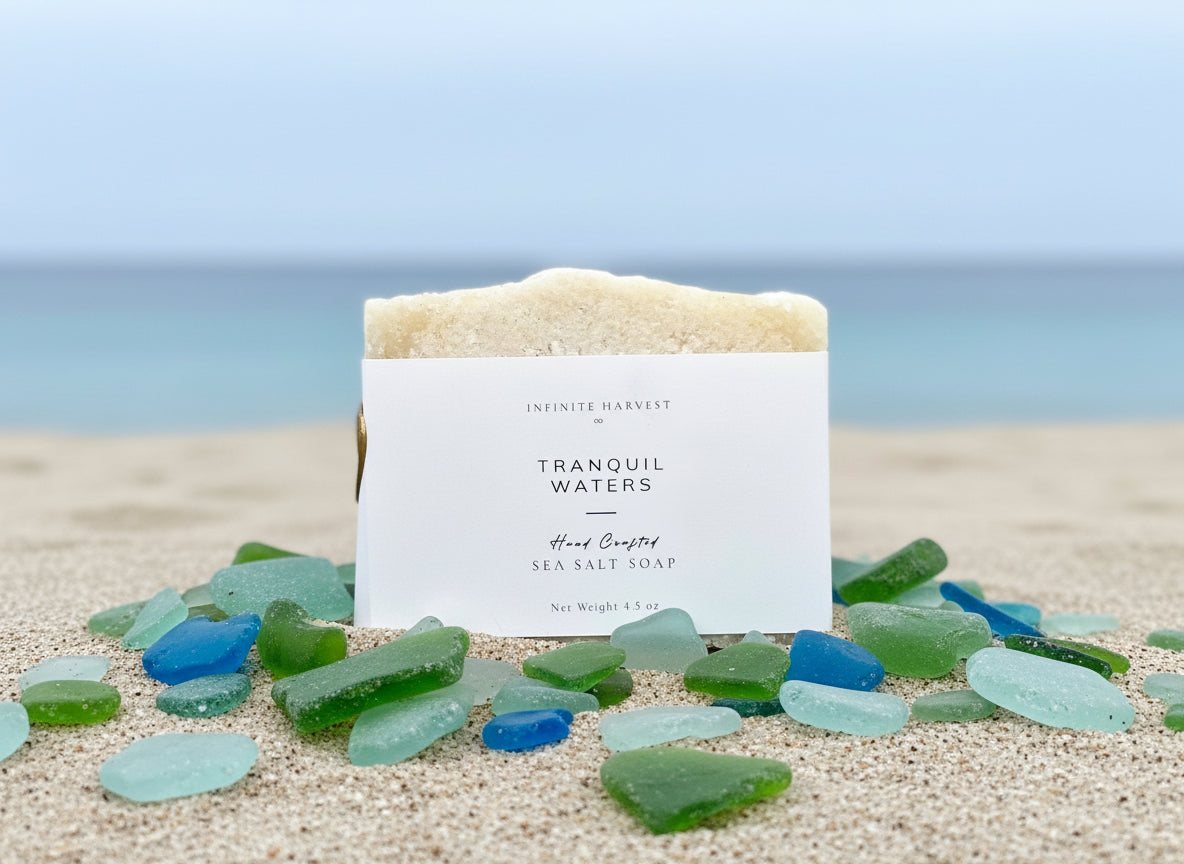 bar of sea salt soap called Tranquil Waters
